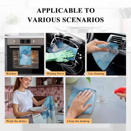 Marble Texture Kitchen Towels Set of 3 Blue Sliver Shinny Modern Abstract Decorative Dish Towels Ultra Soft Microfiber Absorbent Reusable Dishcloths for Kitchen Drying, 18x28 Inch - size: 28" x 18" (Pack of 3)