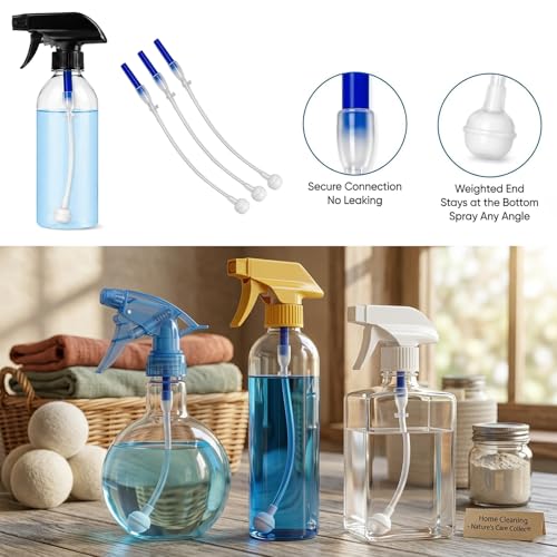 360° Spray Bottle Adapter Kit-Universal Fit Tilted Multi-Angle Sprayer Attachment with Weighted Tube Replacement for Home,Office&Kitchen Use,Upside Down Multi-Angle Sprayer Attachment (3PCS)