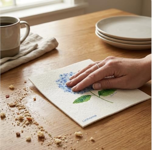 Garden Collection Hydrangea Swedish Dishcloth, Reusable Paper Towel, Super Absorbent Cellulose Sponge, Kitchen Cleaning Cloth, Washable & Compostable (Hydrangea Harmony - 1 Pack)