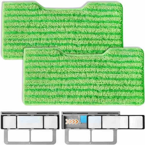 Reusable Replacement Pads Compatible with Shark Vac Pad VM252 VM251 VM200 VC205 VM250 VM200 VM200C VM190 VM250 QM250 VM190 Vacuum Mop Refills Upgraded Design of Dirt Chamber, Green, 1+1+2 Pack - color: Green, 2 Pack