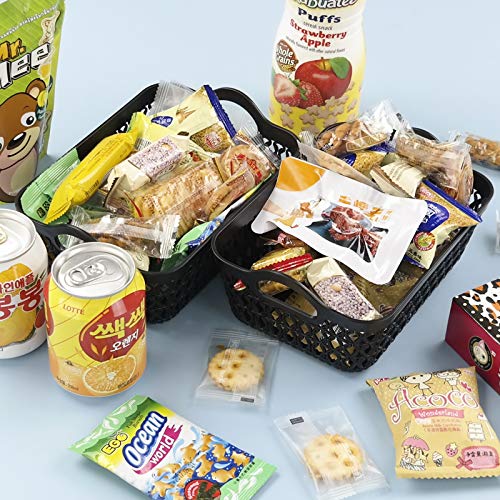 12-Pack Mini Plastic Storage Basket Trays with Handle, Black - size: mini