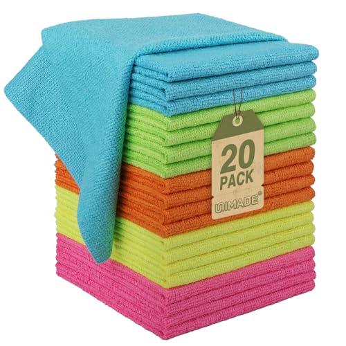 UNIMADE Microfiber Cleaning Cloth, 20 Pack Reusable Microfiber Towels for Cars Lint Free Cleaning Shop Towel Rags for Home Kitchen Automotive Bar Mechanic Restaurant Garage, 11.5"x 11.5", Multicolor - color: Multicolor, size: 20PK