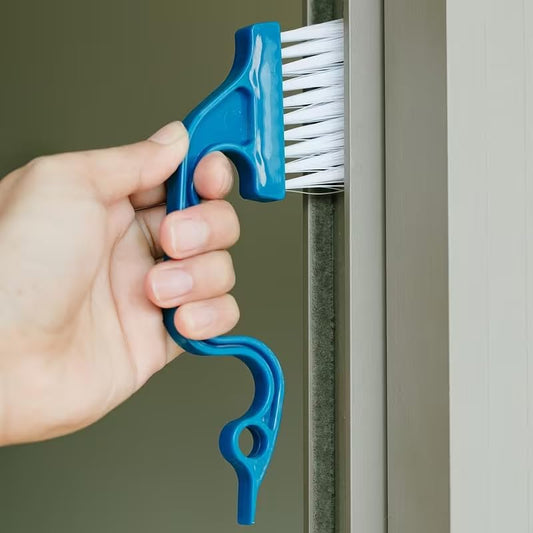 3pcs Handheld Groove Gap Cleaning Tools, Door Window Track Cleaning Brushes, Multi-Purpose Kitchen Crevice Scrubber for Sliding Door Tracks Window Rails (Blue Green Pink Mix)