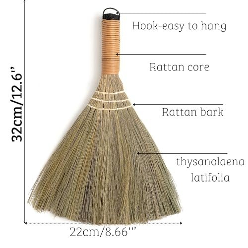Set of 2 Brooms for Kid 12.6 inch- Vietnamese Natural Straw Soft Broom - Small Broom - style: 12.5in