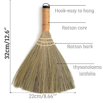 Set of 2 Brooms for Kid 12.6 inch- Vietnamese Natural Straw Soft Broom - Small Broom - style: 12.5in