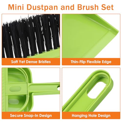 DECHOUS 6 Pack Mini Broom and Dustpan Set Desktop Cleaning Brush Set with Soft Bristles and Pointed Bristles for Desk Keyboard Windowsill Counter Home Office Sweeping Tools