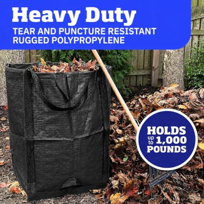DURASACK Heavy Duty Home and Yard Bags 48-Gallon Reusable Self-Standing Lawn and Leaf Bags Garbage Can with Reinforced Handles, Black - color: Black