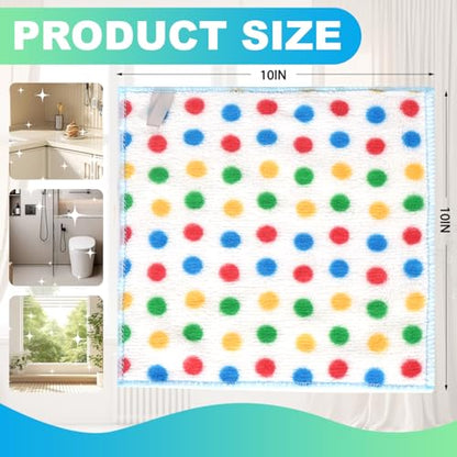 Microfiber Cleaning Cloth,12 Pack Cleaning Rags, Cleaning Towels with Polka dots, Absorbent, Streak Free, Non-Abrasive, Reusable and Washable, 10"X10" - color: Polka Dots 10 Pack
