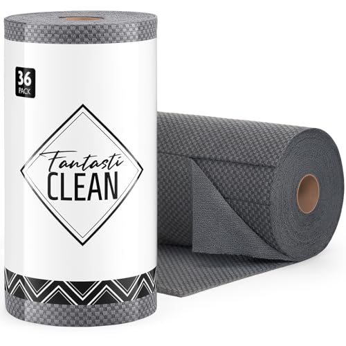 Fantasticlean Large Microfiber Cleaning Cloth Roll - 18'' by 12'', 36 Sheets, Thick, Super Absorbent and Reusable Rags, Daily Cleaning Supplies for Vehicle...(DimGrey) - size: 36 Pack-Grey