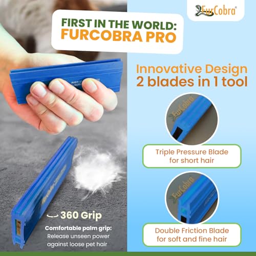Pro Pet Hair Remover for Car Detailing, Carpet & Couch – Multi-Blade Dog & Cat Hair Scraper for Auto Interior, Upholstery, Furniture & Home – Reusable Embedded Fur Removal Tool - color: Blue