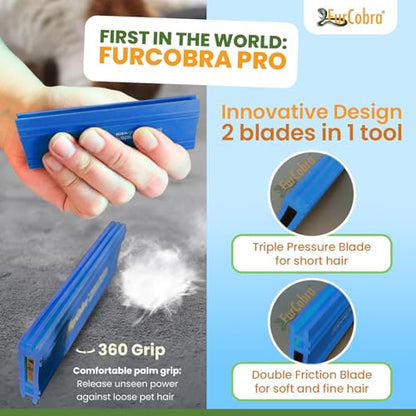 Pro Pet Hair Remover for Car Detailing, Carpet & Couch – Multi-Blade Dog & Cat Hair Scraper for Auto Interior, Upholstery, Furniture & Home – Reusable Embedded Fur Removal Tool - color: Blue