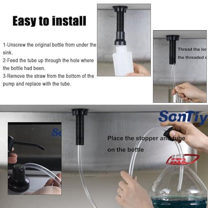 Sink Soap Dispenser Extension Tube Kit with Upgraded Check Valve, 47" Under Counter Soap Dispenser Tube for Kitchen Sink, Fit Most Soap Containers, Strong Suction, No More Tiny Bottle Daily Refills