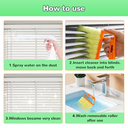 Blind Cleaner Duster Tool,Upgrade Detachable Window Blind Cleaner Tool,7 Fingers Dusting Cleaner Mini Blind Duster Brush for Wood Blinds Air Conditioner Vents Fans Car Vents Cleaning (White/3pcs) - color: White/3pcs