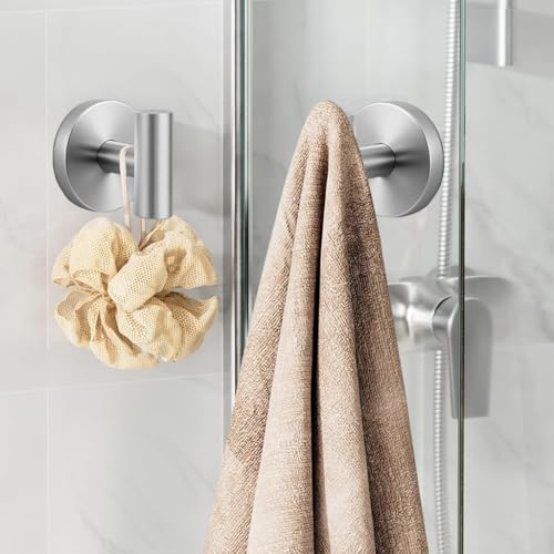Suction Cup Hooks Suction Towel Shower Home So No Drill Storage Wall Silver Suction Hooks for Shower Wall Bathroom Window Wash Door Wreath, 4 Pack - color: Silver