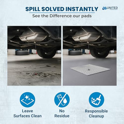 Oil Absorbent Pads – Heavy-Duty 15"x18" & 7.5"x18" Meltblown Polypropylene Mats | Tear-Resistant, Hydrophobic, Reusable, Fast Oil Cleanup for Automotive, Marine & Industrial Use (100, 15in x 18in) - size: 15in x 18in