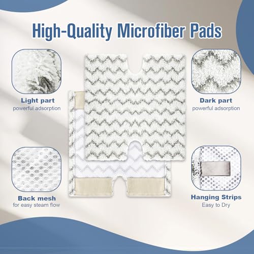 8 Pack Steam Mop Replacement Pads Compatible with Shark Genius Steam Mop S5003D S5002Q S5004 S6001W S6001WM S6002 & Lift-Away Pro Steam Mop S3973 S3973D S3973WM, Washable Microfiber Mop Pads Reusable - color: 8 Pack Stripe
