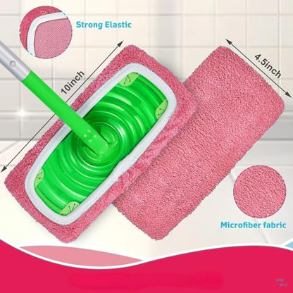 Microfiber Mop Pads - 3 Pack Reusable Washable Refills for Wet & Dry Floor Cleaning - Fits Most Standard Mops - Rose Pink Household Cleaning Pads - color: Rose Pink