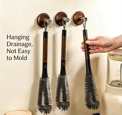2 in 1 Long Bottle Brush 13.2 Inches, Long Handle Water Bottle Washer Brush and Straw Cleaning Brush Set, for Sports Bottles, Glassware, Mugs, Jars, Washing Narrow Neck Bottles (1-pc)