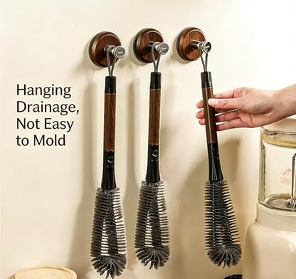 2 in 1 Long Bottle Brush 13.2 Inches, Long Handle Water Bottle Washer Brush and Straw Cleaning Brush Set, for Sports Bottles, Glassware, Mugs, Jars, Washing Narrow Neck Bottles (1-pc)