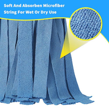Microfiber Cloth Mop, Commercial Cloth Mops 52“ Stainless Steel Handle with 1 Mop Head for Floor，Indoor and Outdoor Use , Blue