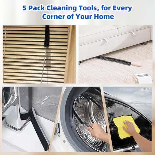 Dryer Vent Cleaner Kit 5 Pack for Fire Prevention-Home Essentials Long Flexible Dryer Vent Brush for Lint Trap-Multipurpose Household Cleaning Tools