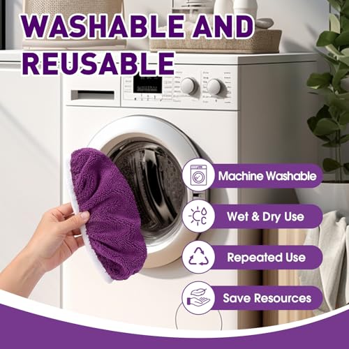 Microfiber Mop Pads,8Pcs Purple Reusable Mop Pads Compatible with Swiffer Sweeper,Dry Flat mop Cover & Washable Wet Pads Refill for Floor Cleaning - color: Purple