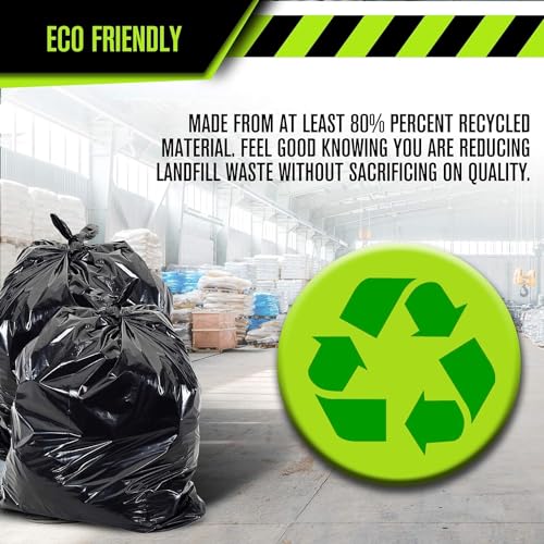 Heavy Duty 33 Gallon Trash Bags (Huge 400 Ct. /w Flap Ties) - 2 MIL equiv. Thick Gauge Large Black Plastic Garbage Liners for Kitchen, Home. Outdoor, Lawn, Yard, Contractors, Brute/Rubbermaid cans - style: 33 Gal, 2 Mil Equiv, 400 Count