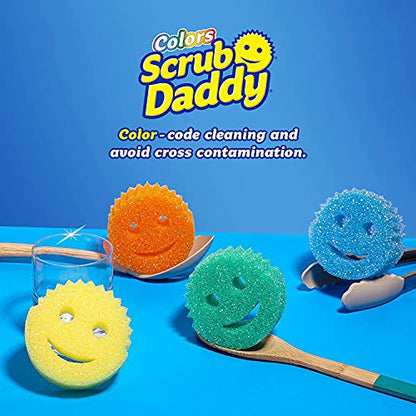 Scrub Daddy Sponge Set Color Variety Pack - Scratch-Free Multipurpose Dish Sponge - BPA Free & Made with Polymer Foam - Stain & Odor Resistant Kitchen Sponge (4 Count)
