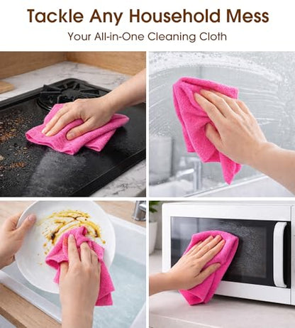 KitchLife Microfiber Cleaning Cloth Roll, 100 Pack - Tear-Away Microfiber Paper Towels, Lint-Free, Reusable, Washable for Kitchen, Car, Dishes, and Sensitive Surfaces (Hot Pink) - color: Hot Pink, size: 100 Pack