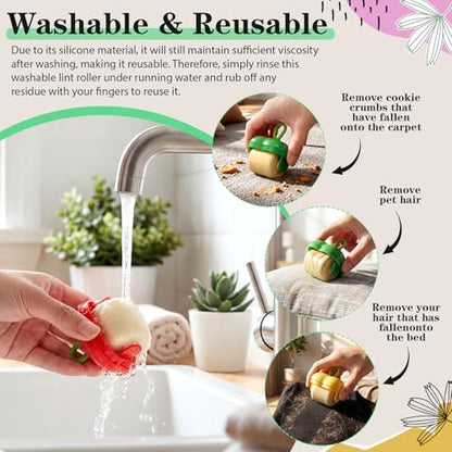 Sliner 3 Pack Reusable Lint Roller Portable Mini Lint Remover for Cat Dog Pet Hair Rollers Washable Roller Sticky Cleaner Remover for Clothes Travel Household