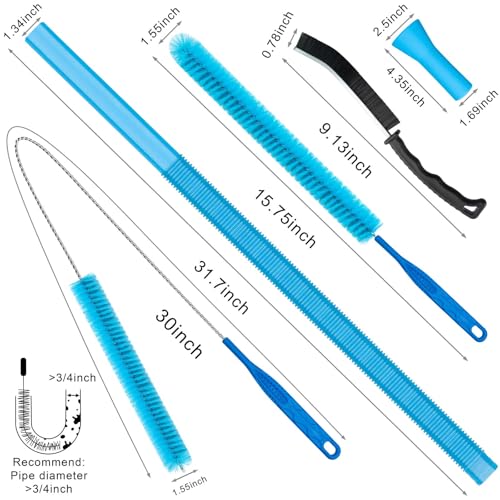 Dryer Vent Cleaner Kit,Lint Trap Cleaning Tool with Vacuum Hose Attachment for Washer Dryer-Includes Dryer Lint Brush,Vent Cleaning Hose,and Air Compressor Tools for Front Loader and Ventless Dryers
