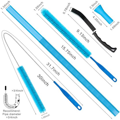 Dryer Vent Cleaner Kit,Lint Trap Cleaning Tool with Vacuum Hose Attachment for Washer Dryer-Includes Dryer Lint Brush,Vent Cleaning Hose,and Air Compressor Tools for Front Loader and Ventless Dryers