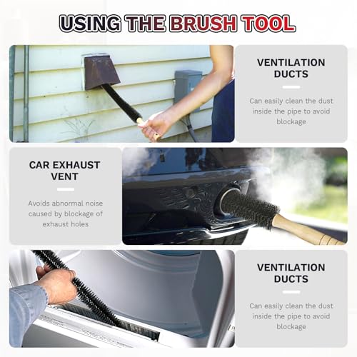 2 Pieces Dryer Vent Cleaner Kit, Universal Vacuum Attachment with Flexible Lint Brush & Vacuum Hose, Fits Most Vacuums for Dryer Lint Removal, Fire Prevention, Home Appliance Cleaning