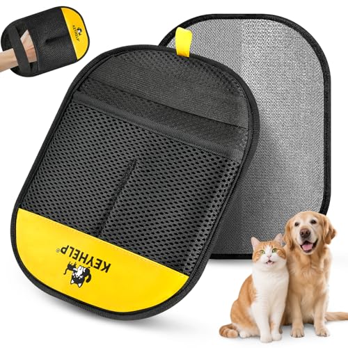 Pet Hair Removal Glove for Dogs & Cats, Newly Upgraded Reusable Electrostatic Pet Hair Glove, Magic Brush Pet Hair Remover Tool for Clothing, Couch, Carpet, Car Seat - color: BlackYellow