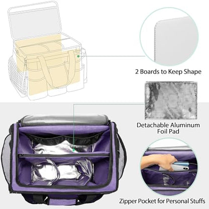 LoDrid Rolling Cleaning Caddy with Lid, Cleaning Supplies Organizer with Detachable Trolley, Cleaning Caddy Cart on Wheels with Handle and Shoulder Strap for Housekeepers, Purple, Bag Only - color: Purple
