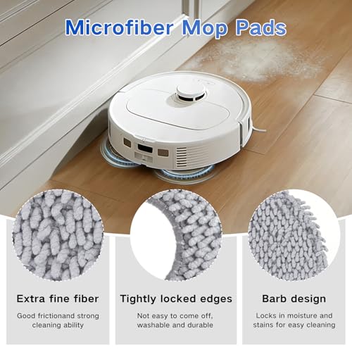 VIEWALL 8 Pack Mop Cloths for Roborock Qrevo QV 35A/35S/S5V/Q Revo S/Pro/Master/Plus/Curv/S5X/Edge/S5A/QX Revo/Saros 10R/20 Series Vacuum Cleaner, Microfiber Washable Mop Pad Replacement Accessories - size: Qrevo/Saros Mop Pads 8 Pack
