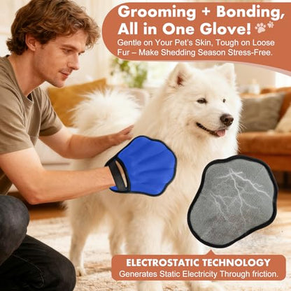 Pet Hair Removal Glove, Electrostatic Pet Hair Remover Glove for Cats & Dogs, Hair Remover Tools for Couch, Carpet, Clothing, Car Seat - Upgraded Five-Finger, Reusable，RoyalBlue+Darkgrey - color: RoyalBlue+DarkGrey