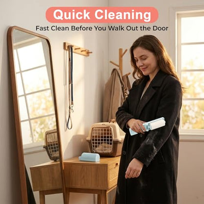 12 Pack Foldable Travel Lint Roller, Washable Foldable Lint Remover, Portable Cleaning Roller with 4 Handles & 8 Refills, Reusable Pet Hair Remover for Clothes with Protective Cover