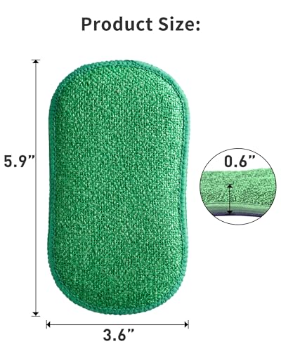 Multipurpose Kitchen Scrub Sponges 6pcs, Heavy Duty Cleaning Non-Scratch Scrub Sponge, Reusable Microfiber Sponge for Household Cleaning, Random Colors