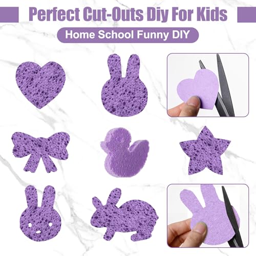 Zhengmy 100 Pieces Sponges Bulk Sponges Kitchen Compressed Sponge Natural Dish Sponge Compressed Wood Pulp Cleaning Without Scratching for Kitchen Bathroom, 3.9 x 2.4 x 0.12 Inch (Purple) - color: Purple