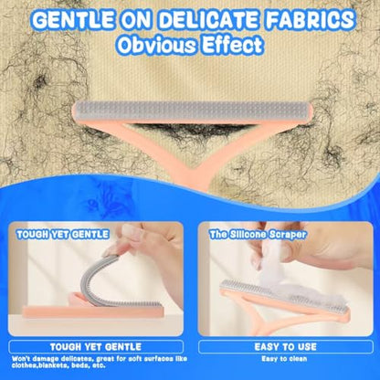 Pet Hair Removal Tool: 5 Pcs Dog Cat Hair Remover - Reusable Pet Hair Remover with Laundry Pet Hair Catcher - Portable Carpet Rake Scraper Fur Removal Tool for Rugs Clothes Car Mats Couch Furniture