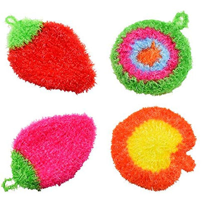Bright Acrylic Fruit Watermelon Strawberry Flower Non-Scratch Net Cleaning Cloth Dish Scrubber Sponge for Dishwashing Set of 3