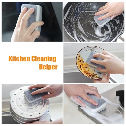 Non Scratch Scrub Sponge, 5PCS-Sponges for Dishes, Sponges Kitchen, Cleaning Sponge, Cleans Fast Without Scratching, Stands Up to Stuck-on Grime, 3 Layers of Rounded Edges