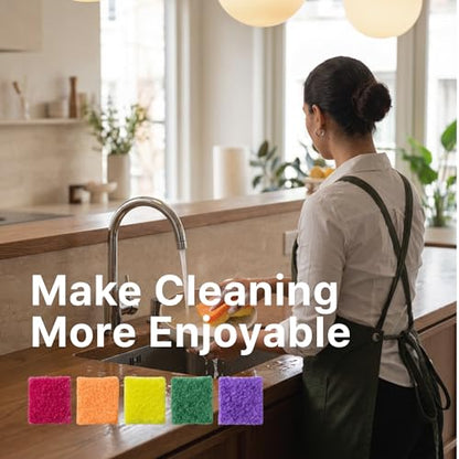 Kitchen Scrub Sponge 8 Pack — LOYK Non-Scratch Dish Sponge, Korean Bubble Mesh, Rich Foam Reusable Cleaning Scrubber for Dishes Pots Pans, Multicolor Set