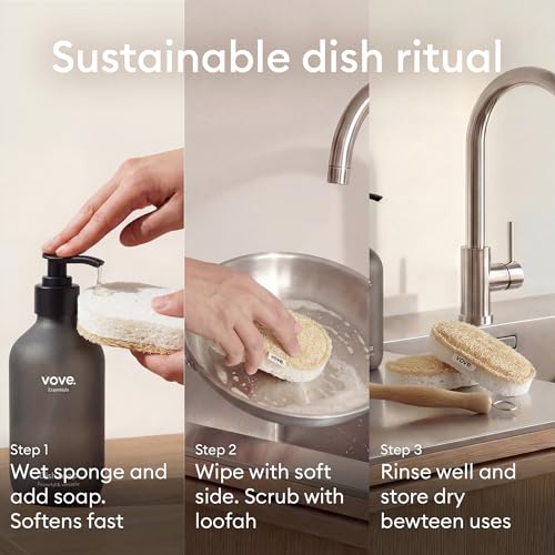 Vove Cleaning Duo, Bamboo Dish Brush Set and Natural Dish Sponges, FSC-Certified Bamboo, Sisal, Loofah, Cellulose, Plastic-Free, Eco-Friendly Zero-Waste Kitchen Dish Scrubber Set - size: Cleaning Duo - Brush Set & Sponges