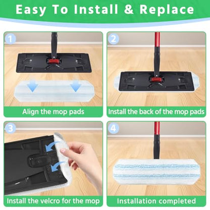 6 Pack H2prO Mop Pads Compatible with O Ceda H2PrO Flat Mop System, Reusable Mop Pads, Microfiber Mop Heads Replacements for Ocedar Flat Mop, Washable Microfiber Mop Cleaning Refills Pads