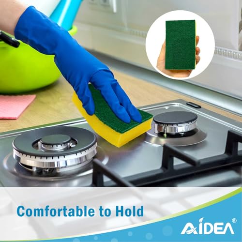 AIDEA Sponges Kitchen, 50 Pack Heavy Duty Dish Sponge, Cleaning Dish Scrubber Sponge for Home and Kitchen, Stink-Free Cleaning Supplies for Pots, Pans - style: Yellow-Rectangle Shape