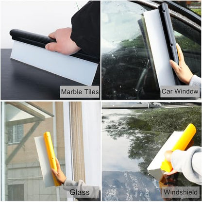 Car Squeegee,12 inch Silicone Squeegee, 2 Pack Automotive Water Wiper for Car Drying,Flexible T-Bar Water Blade for Car,Windshield,Glass,Window,Mirror,Bathroom,Auto Squeegee (Yellow+Black) - color: Yellow+black