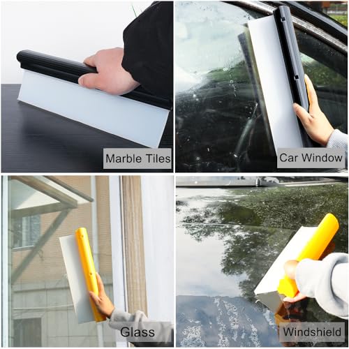 Car Squeegee,12 inch Silicone Squeegee, 2 Pack Automotive Water Wiper for Car Drying,Flexible T-Bar Water Blade for Car,Windshield,Glass,Window,Mirror,Bathroom,Auto Squeegee (Yellow+Black) - color: Yellow+black