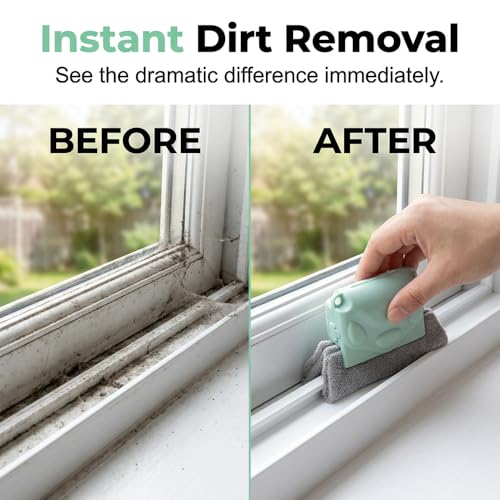 Magic Window Track Cleaner, Window Groove Cleaning Brush Set, Track and Sill Crevice Tool with Handle, for Tile Lines Shutter Slats Car Vents and Narrow Gaps (Mix 3pcs) - color: Mix 3pcs